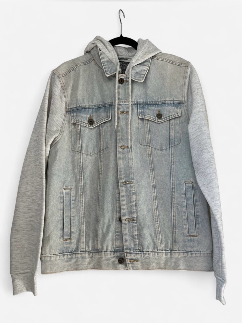 Brooklyn Cloth Light Gray Hooded Denim Shirt Jacket